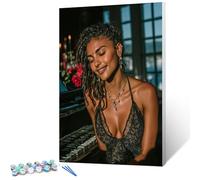 DIY Peinture Numero Adulte avec Cadre Piano, Peinture Numero Activité Manuelle Adulte Kit Femme, DIY Paint by Numbers for Adults avec Pinceaux et Pigment Acryliques, Cadeaux Fille, 50x70cm D-9166