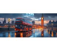 DIY Peinture Numero Adulte Big Ben, Peinture Numero Bus, Activité Manuelle Adulte Kit avec Pinceaux et Pigment Acryliques, Paint by Numbers for Enfant, Deco Chambre, Cadeau Printemps, 90x40cm 0-3638