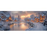 DIY Peinture Numero Adulte Cottagee, Peinture Numero ScèNe De Neige, Activité Manuelle Adulte Kit avec Pinceaux et Pigment Acryliques, Paint by Numbers for Enfant, Cadeau Printemps, 110x50cm 3-5238