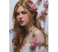 DIY Peinture Numero Adulte Fleur, Femme Peinture Numero Activité Manuelle Adulte Kits, Paint by Numbers for Adults avec Pinceaux et Pigment Acryliques, Cadeau Femme, Decoration Maison, 90x110cm Q-3133