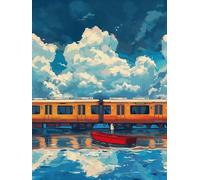 DIY Peinture Numero Adulte Former, Bateau Peinture Numero Activité Manuelle Adulte Kits, Paint by Numbers for Adults avec Pinceaux et Pigment Acryliques, Cadeau, Decoration Maison, 40x50cm, Q-9784