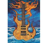 DIY Peinture Numero Adulte Guitare, Abstrait Peinture Numero Activité Manuelle Adulte Kits, Paint by Numbers for Adults avec Pinceaux et Pigment Acryliques, Cadeau, Decoration Maison, 30x40cm, 8-7871