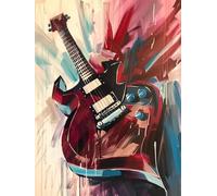 DIY Peinture Numero Adulte Guitare, Graffiti Peinture Numero Activité Manuelle Adulte Kits, Paint by Numbers for Adults avec Pinceaux et Pigment Acryliques, Cadeau, Decoration Maison, 30x40cm, W-1883