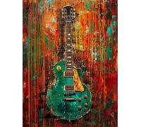 DIY Peinture Numero Adulte Guitare, Graffiti Peinture Numero Activité Manuelle Adulte Kits, Paint by Numbers for Adults avec Pinceaux et Pigment Acryliques, Cadeau, Decoration Maison, 60x90cm, C-3875