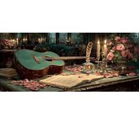 DIY Peinture Numero Adulte Guitare, Peinture Numero Fleur, Activité Manuelle Adulte Kit avec Pinceaux et Pigment Acryliques, Paint by Numbers for Enfant, Deco Chambre, Cadeau Printemps, 60x30cm 4-6028