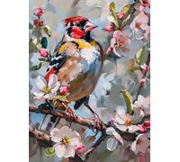 DIY Peinture Numero Adulte Oiseau, Fleur Peinture Numero Activité Manuelle Adulte Kits, Paint by Numbers for Adults avec Pinceaux et Pigment Acryliques, Cadeau Femme, Decoration Maison, 30x40cm Q-2700