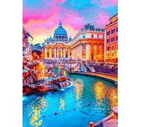 DIY Peinture Numero Adulte Paysage, Architecture Peinture Numero Activité Manuelle Adulte Kits, Paint by Numbers for Adults avec Pinceaux et Pigment Acryliques, Cadeau, Deco Maison, 30x40cm, 4-8067