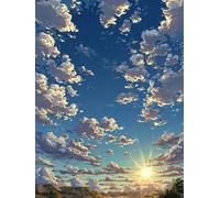 DIY Peinture Numero Adulte Paysage, Ciel Peinture Numero Activité Manuelle Adulte Kits, Paint by Numbers for Adults avec Pinceaux et Pigment Acryliques, Cadeau, Decoration Maison, 100x135cm, Q-9410