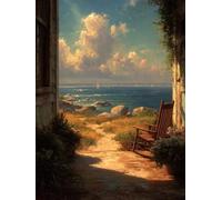 DIY Peinture Numero Adulte Plage, Usine Peinture Numero Activité Manuelle Adulte Kits, Paint by Numbers for Adults avec Pinceaux et Pigment Acryliques, Cadeau Femme, Decoration Maison, 40x50cm, Q-7204