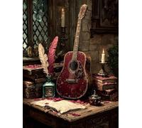 DIY Peinture Numero Adulte Plume, Peinture Numero Activité Manuelle Adulte Kit Guitare, Paint by Numbers for Adults avec Pinceaux et Pigment Acryliques, Decoration Chambre, Cadeau Femme 30x40cm K-8671