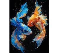 DIY Peinture Numero Adulte Poisson, Couleur Peinture Numero Activité Manuelle Adulte Kits, Paint by Numbers for Adults avec Pinceaux et Pigment Acryliques, Cadeau, Decoration Maison, 100x135cm, Q-7198