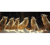 DIY Peinture Numero Adulte ScèNe De Neige, Peinture Numero Loup, Activité Manuelle Adulte Kit avec Pinceaux et Pigment Acryliques, Paint by Numbers for Enfant, Cadeau Printemps, 110x50cm 1-7768