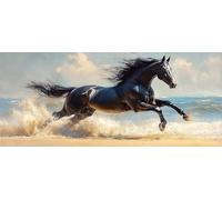 DIY Peinture Numero Adulte Vagues De L'OcéAn, Peinture Numero Cheval, Activité Manuelle Adulte Kit avec Pinceaux et Pigment Acryliques, Paint by Numbers for Enfant, Cadeau Printemps, 110x50cm 4-8327