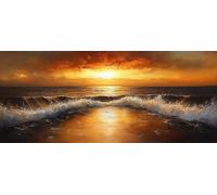 DIY Peinture Numero Adulte Vagues De L'OcéAn, Peinture Numero Coucher De Soleil, Activité Manuelle Adulte Kit avec Pinceaux et Pigment Acryliques, Paint by Numbers for Enfant, Cadeau, 160x70cm 1-9059