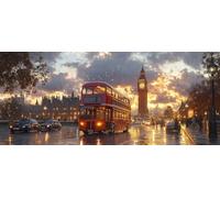 DIY Peinture Numero Adulte Vue De La Rue, Peinture Numero Big Ben, Activité Manuelle Adulte Kit avec Pinceaux et Pigment Acryliques, Paint by Numbers for Enfant, Cadeau Printemps, 70x40cm 3-5026