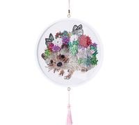 DIY peinture sur diamant, 5D DIY peinture sur diamant forme spéciale chiot de jardin avec pendentif houppette