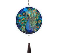 DIY peinture sur diamant, 5D DIY peinture sur diamant forme spéciale paon avec pendentif houppette