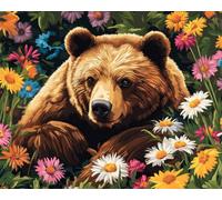 Diy Perles En Verre Ours Animal Et Fleurs Colorées Kits De Broderie Au Point De Croix,Bricolage,Couture De Perles,Ensemble Travaux D'Aiguille 30x40cm