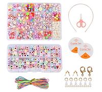 DIY Perles Plastique Coloré,24 Compartiments Kit Art Créatif Perle Bracelet DIY Bracelet Bead,bracelet à perles pour enfants, lettres, bijoux de perles pour filles