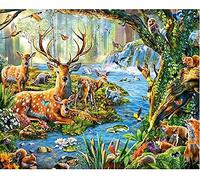 DIY Point de Croix Kit pour Debutant Adulte,Canevas Point de Croix Kit Complet Enfant,11CT Toile pré-imprimé,Moineaux et fleurs,Animaux de la forêt,40x50cm