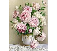 DIY Point de Croix Kit pour Debutant Adulte,Canevas Point de Croix Kit Complet Enfant,11CT Toile pré-imprimé,Moineaux et fleurs,Fleurs de paysage,40x50cm