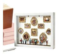 DIY Silhouette Box - Shadow Box Frame Kit With Lights, Miniature People Figures And Lights, 11 Pieces Miniature Picture Frame With 8 Figurines - For Tabletop Valentine's Day Wedding