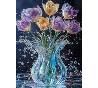 DIY Square Diamond Peinture Kits, Vase à Eau 5D personalization Strass Point de Croix Cristal Painting，Pour la décoration de chambre à coucher, salon, Bureau Birthday gifts 70x140cm LZ695O