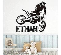 DIY stickers muraux personnalité créative autocollants motocross garçon nom bébé chambre moto autocollants moto art mural 75x75cm