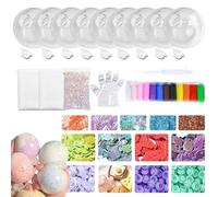DIY Stress Ball Making Kit,Milky Blank Skins Empty Stress Ball DIY Kit,Vacuum Squishies StressBall with Empty Skin Base,Lid,Glue,12 Colors Clay,Make Your Own Fidget Pressure Balls for Anxiety Relief