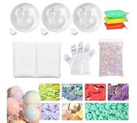 DIY Stress Ball Making Kit,Milky Blank Skins Empty Stress Ball DIY Kit,Vacuum Squishies StressBall with Empty Skin Base,Lid,Glue,12 Colors Clay,Make Your Own Fidget Pressure Balls for Anxiety Relief