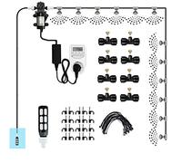 DIY Système de Brumisateur avec Pompe Silencieuse 24v & Minuterie, Système de Refroidissement Kit par Brumisation Extérieur avec Filtre, Patio Atomisation Micro Spri(Size:12m/39.3ft tube+ 16 nozzles)