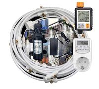 DIY Système de Brumisateur avec Pompe Silencieuse 24v & Minuterie, Système de Refroidissement Kit par Brumisation Extérieur avec Filtre(Size:15m/49.2ftube + 21 nozzles,Color:blanc)