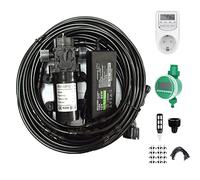 DIY Système de Brumisateur avec Pompe Silencieuse 24v & Minuterie, Système de Refroidissement Kit par Brumisation Extérieur avec Filtre, Patio Atomisation Micro Spr(Size: 9m/29.5ft tube + 11 nozzles)