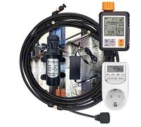 DIY Système de Brumisateur avec Pompe Silencieuse 24v & Minuterie, Système de Refroidissement Kit par Brumisation Extérieur avec Filtre(Size:30m/98.4fttube + 45 nozzles,Color:noir)
