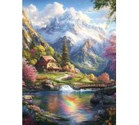 DIY Vallée Peinture Diamant Painting Kit, 5D Paysage Diamant Painting Complet Kits, DIY Peinture Diamant Adulte Kits pour Débutants, Cristal Strass Artisanat, Décoration Murale Maison 100x120cm -3097