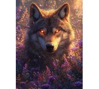 DIY Violet Peinture Diamant Painting Kit, 5D Le Loup Art du Diamant Full Drill Ronde Kits, Diamond Art Kits Point de Croix Painting pour Adultes Débutants Cadeau Femme Maison Décor 100x130cm Y1SG-768