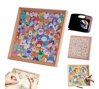 DIY Wooden Cat Puzzle Frame, Paintable Wooden Photo Frame, Cat Shaped 3D Wood Cats Jigsaw Puzzles, Funny Interactive Cats Puzzle Kit for Home Decor Craft Enthusiast (12 Colors with Pens)