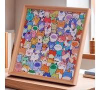 DIY Wooden Cat Puzzle Frame, Paintable Wooden Photo Frame, Cat Shaped 3D Wood Cats Jigsaw Puzzles, Unique Animal Puzzle Decor - for Decoration Craft Lover (with 12-Color Pen Set)
