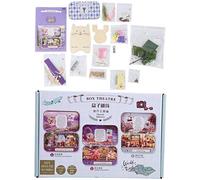 DIY Wooden Doll House Box Miniature Toy, Miniature Dollhouse Kit with LED Light Decoration, Complete Crafting Set for Teens and Adults Includes LR44 Batteries and English Instructi (Q-010 Fais de