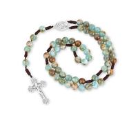 diyalo Chapelet chapelet tressé à la main avec perles de prière de 10 mm, médaille de notre dame crucifixion croix