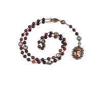 diyalo Chapelet des sept chagrins chaîne chaîne religieuse Vierge Marie pendentif Y-collier, 31.5 inch+6.3 inch, Zinc, Agate