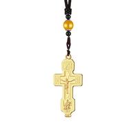 diyalo Collier avec pendentif croix orthodoxe russe Pieta, chaîne tressée de 70 cm, 4 couleurs, Pendant Size: 36mm/1.42 inch x 76mm/2.99 inch, Zinc, Non.
