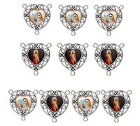 diyalo Médaille miraculeuse à 3 trous de Saint Benoît/Notre-Dame de Guadalupe/Vierge Marie/Christ Jésus Rosaire pour fabrication de bijoux, Métal, Pas de gemme