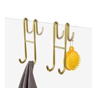 diyannuo Lot de 2 crochets de porte de douche en acier inoxydable pour salle de bain, sans cadre, crochet de porte de douche pour serviettes et rasoir (doré)