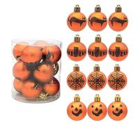 DIYBravo 12 PCS Ornements de Boule d'halloween Boule à Suspendre Halloween Décorations Chat Noir Toile d'araignée Chauve-Souris Citrouille Boules Ornements (Orange)