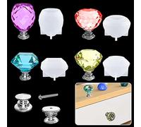 DIYBravo 4 Pièces Moule Silicone Résine Époxy Poignée Boutons de Tiroir Moule de Diamant pour DIY Porte Clés Porte D'armoire de Cuisine Gérer (Poignée)