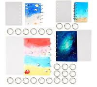 DIYBravo 4Pcs Moules pour Couverture de Cahier Moules de Résine époxy avec 24 Anneaux de Livre, Moules pour Bricolage Artisanat Resin Notebook Mold (B5 A5 A6 A7)
