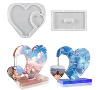 DIYBravo Moule de 3D de Ccœur Cadre Photo Moule de Résine de Ornement de Saint-Valentin Moule Silicone Epoxy pour Décorations Ornement Anniversaire