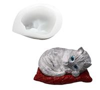 DIYBravo Moule de 3D de Chat Endormi Moule de Résine de Statue de Chat Moule de Bougie Moule Ornament Silicone Epoxy pour Décorations de Auto