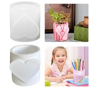 DIYBravo Moule en Silicone de Pot Vase avec Cœur Moule de de Bougeoir Pot de Fleurs Boîte Moule Porte Stylo pour Résine Argile Saint-Valentin